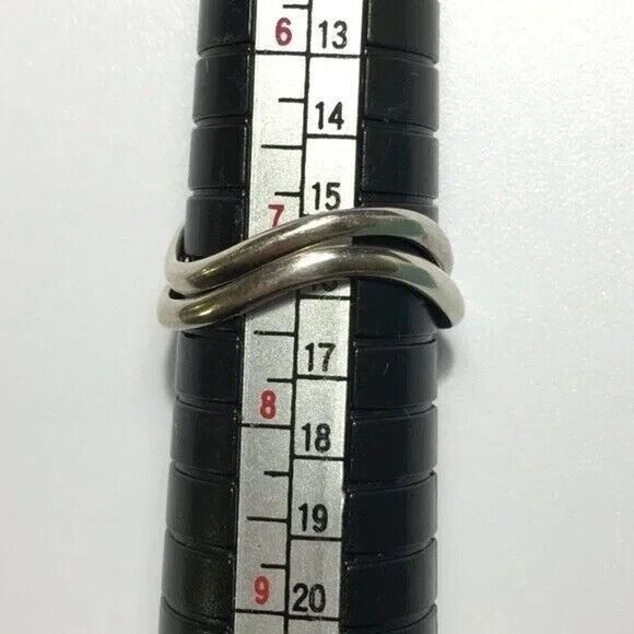 Sterling Silver Ring Set Wave Band Rings Size 7 Stacking Matching Couples Rings - Picture 4 of 9